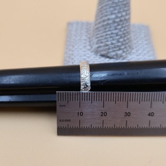 Size 9.5 Sterling Silver Solid Flower Pattern Band Ring A5157 - Picture 6 of 7